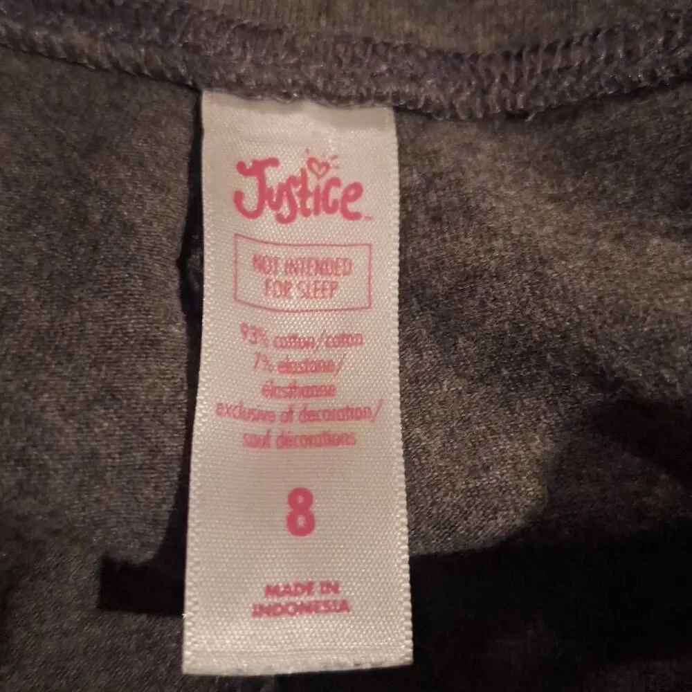 Justice Girls Gray‎ Capri Cropped Leggings Size 8 Preowned